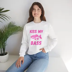 Kiss My Bass Sweatshirt | Fishing Pun, Bass Graphic Crewneck