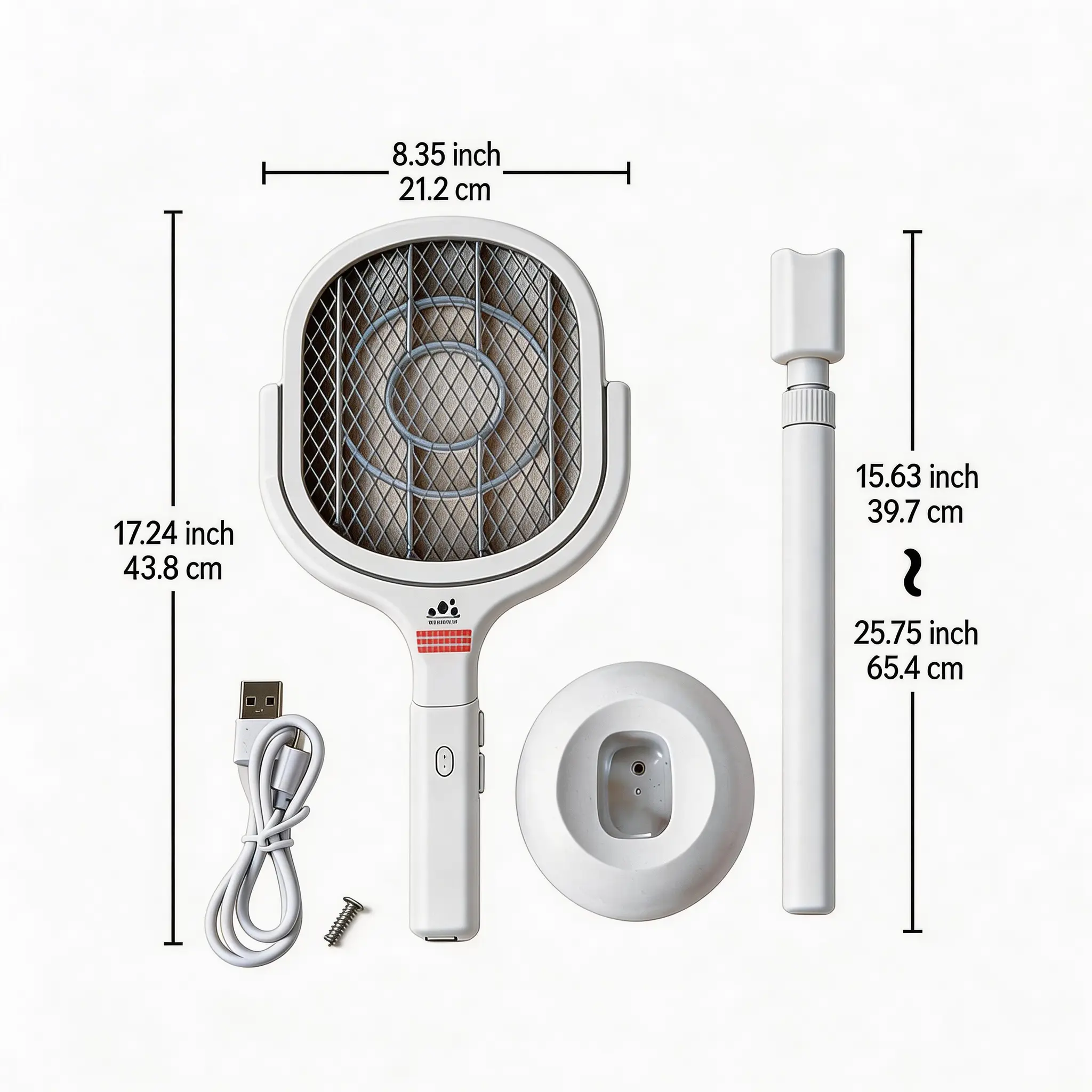 2 in 1 Telescopic Electric Mosquito Racket Rechargeable Bug Zapper with UV Light
