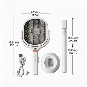 2 in 1 Telescopic Electric Mosquito Racket Rechargeable Bug Zapper with UV Light