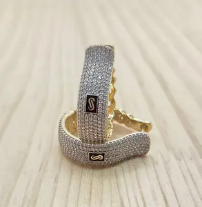 10KT CZ LARGE CERTIFIED MONACO HOOPS EARRINGS Weight 9.4GR