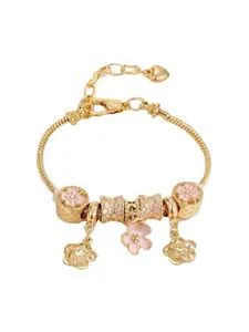 DIY Beaded Bracelet Making Kit with Crystal Rhinestone Drop Oil Flower Metal Accessories and Copper Chain Jewelry Supplies for Women Girls Crafting Exquisite Trendy Bracelet