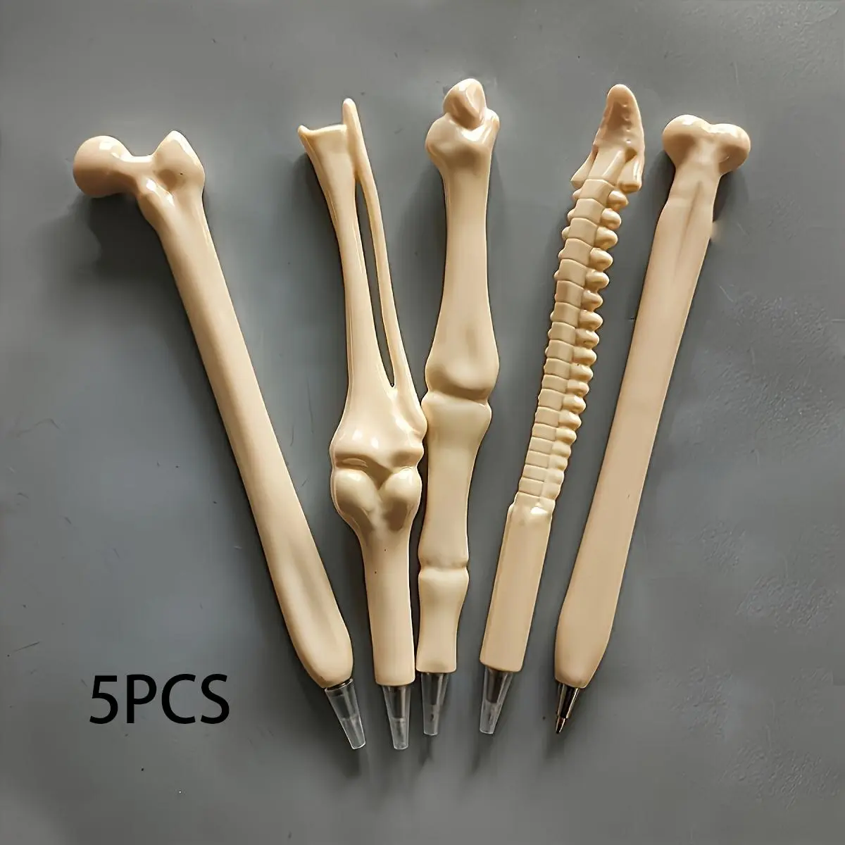 Bone Shaped Ballpoint Pen, 5 Counts Retractable Ballpoint Pen, Writing Pen for Nurse, Doctor, Office Use, Medical Note Taking Supplies
