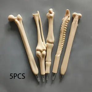 Bone Shaped Ballpoint Pen, 5 Counts Retractable Ballpoint Pen, Writing Pen for Nurse, Doctor, Office Use, Medical Note Taking Supplies