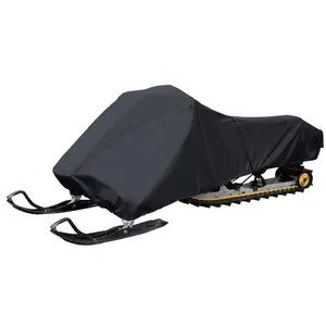 Waterproof Snowmobile Cover - 126"–138" Universal Fit | Heavy Duty 300D Marine-Grade Polyester, UV Resistant, Dual Air Vents, Elastic Cord All-Round Fit, Quick Release Buckles, Non-Scratch Lining - Outdoor Snowmobile Storage Cover
