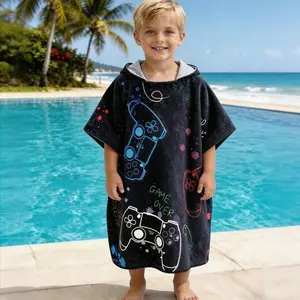 Baby Cartoon Bath Towel, Colorful Game Print, Soft Comfortable, Foldable, Lightweight, Summer Pool Beach Towel for Kids