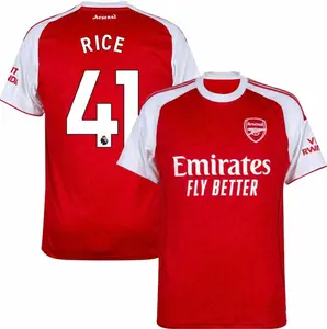 Unisex Soccer Arsenal Team #41Rice Champions League Playoffs 2026 Home On Field Jersey - red