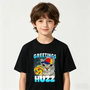 Where The Huzz At Funny Cat Meme Humor Sarcastic Boys and Girls T-Shirt