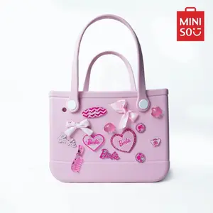 Classic Handheld Perforated Tote Bag with 2 Stylish Pre-Matched Accessories Set, Lunch Bag with Barbie Charms, Versatile, Lightweight & Fashionable for Everyday Use Carry