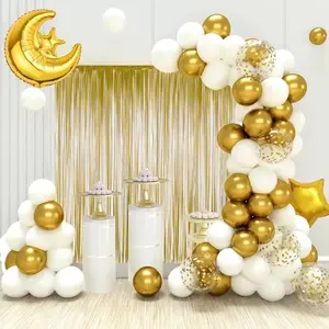67 piece Eid Mubarak Balloon Garland Arch Kit, Ramadan Background Decoration, Mubarak Muslim Islamic Festival Party Supplies, Moon Star Balloon Backdrop, Balloon Decorations Kit