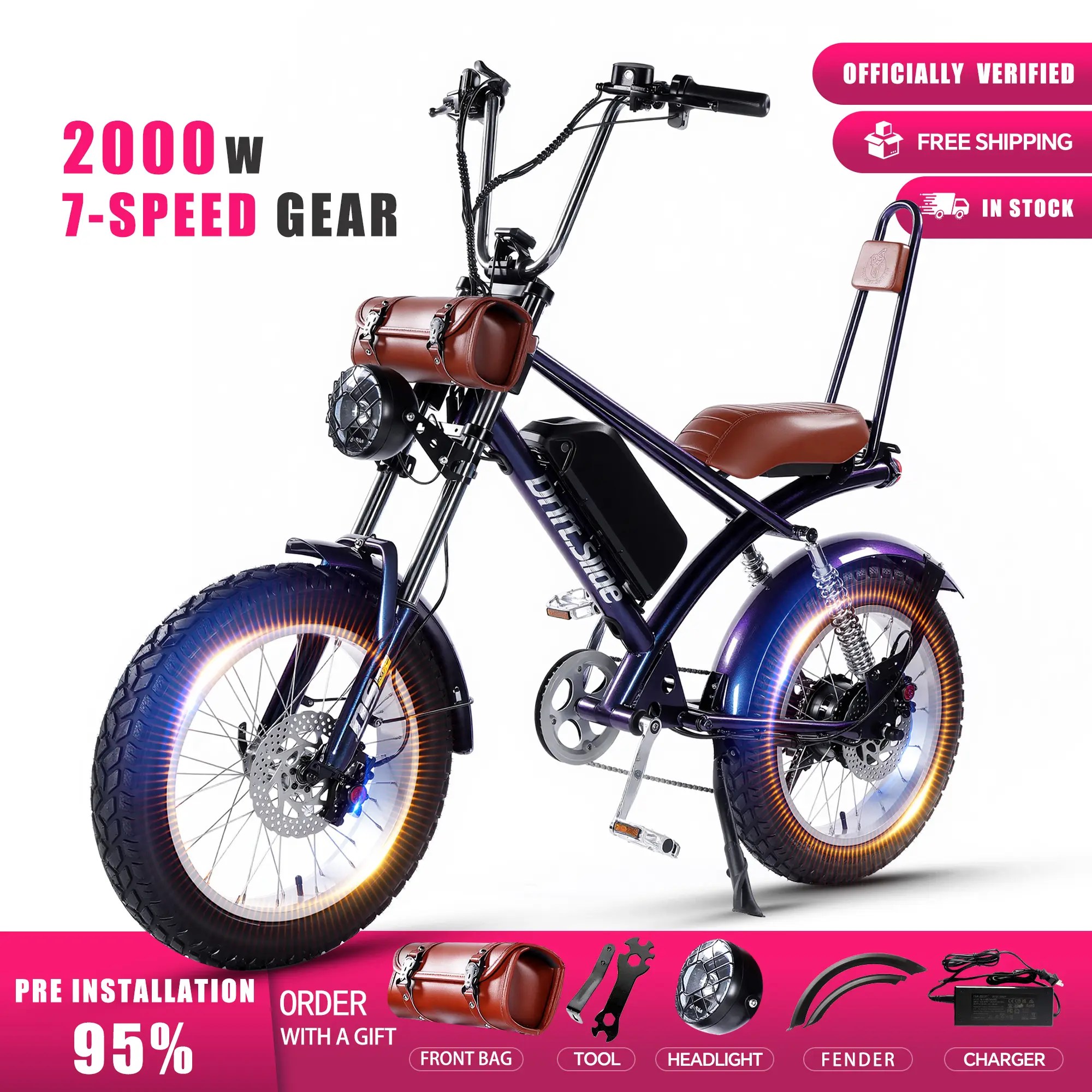 DRIFT.SLIDE 2000W peak power electric bicycle, 31MPH electric