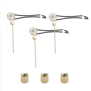 3Pack Ceiling Fan Light Switch ZE-109 Fan Switch Ceiling Pull Chain Switch Replacement (Brass)