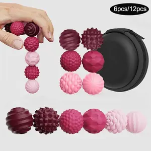 6/12Pcs Magnetic Silicone Balls, Magnetic Ball Set, 6 Textures With Portable Storage Box, Magnetic Suction Design For Hand Exercises, Training Grip Trainer, Decompression Squeeze, Stress Ball Without Net, Christmas Gifts Ideas