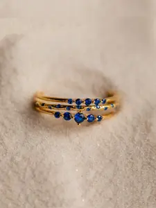 Elegant Minimalist Set of 3 Cubic Zirconia Stacking Ring Set Dainty Blue Cubic Zirconia Rings Wedding Engagement Party Jewelry Gift for Her Stackable Rings