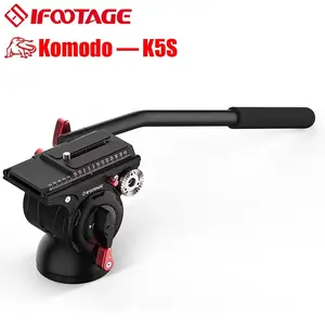 IFOOTAGE Video Fluid Head Komodo K5S, Aluminum Lightweight Fluid Drag Pan Head, Fluid Head suitable for all tripods, monopods and camera sliders