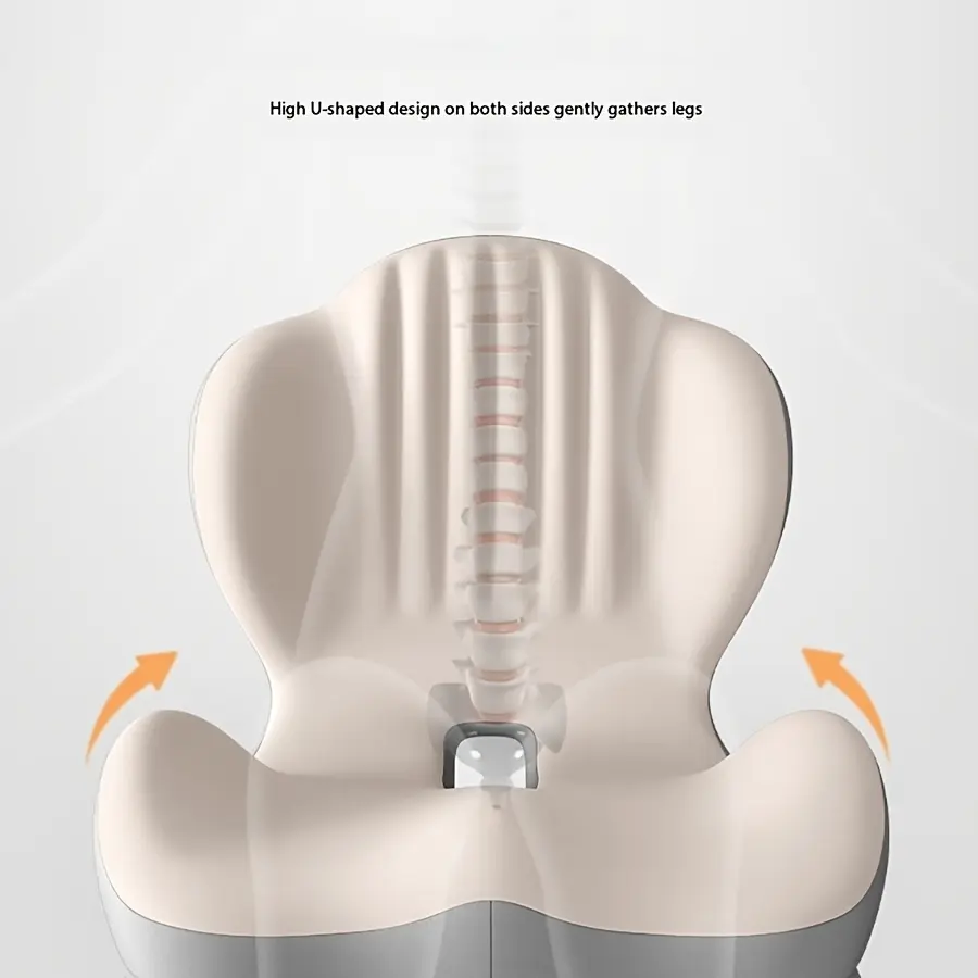 Memory Foam Integrated Seat Cushion, Ergonomically Designed, Raised Back, Hollow And Breathable, Office Chair Cushion, Buttock Cushion, Suitable For A Variety Of Scenarios.