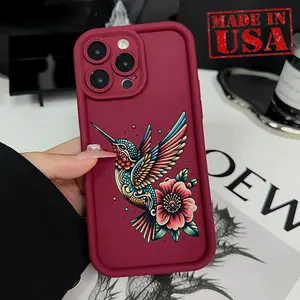 Case for iPhone 16 E Pro Max 15 Plus 14 13 12 11 XS XR Hummingbird Bloom Anti-Scratch Shockproof Soft Silicone Protective Cover