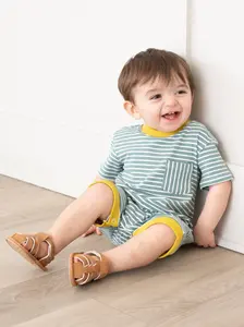 Poppy Sunshine Striped Pocket Romper