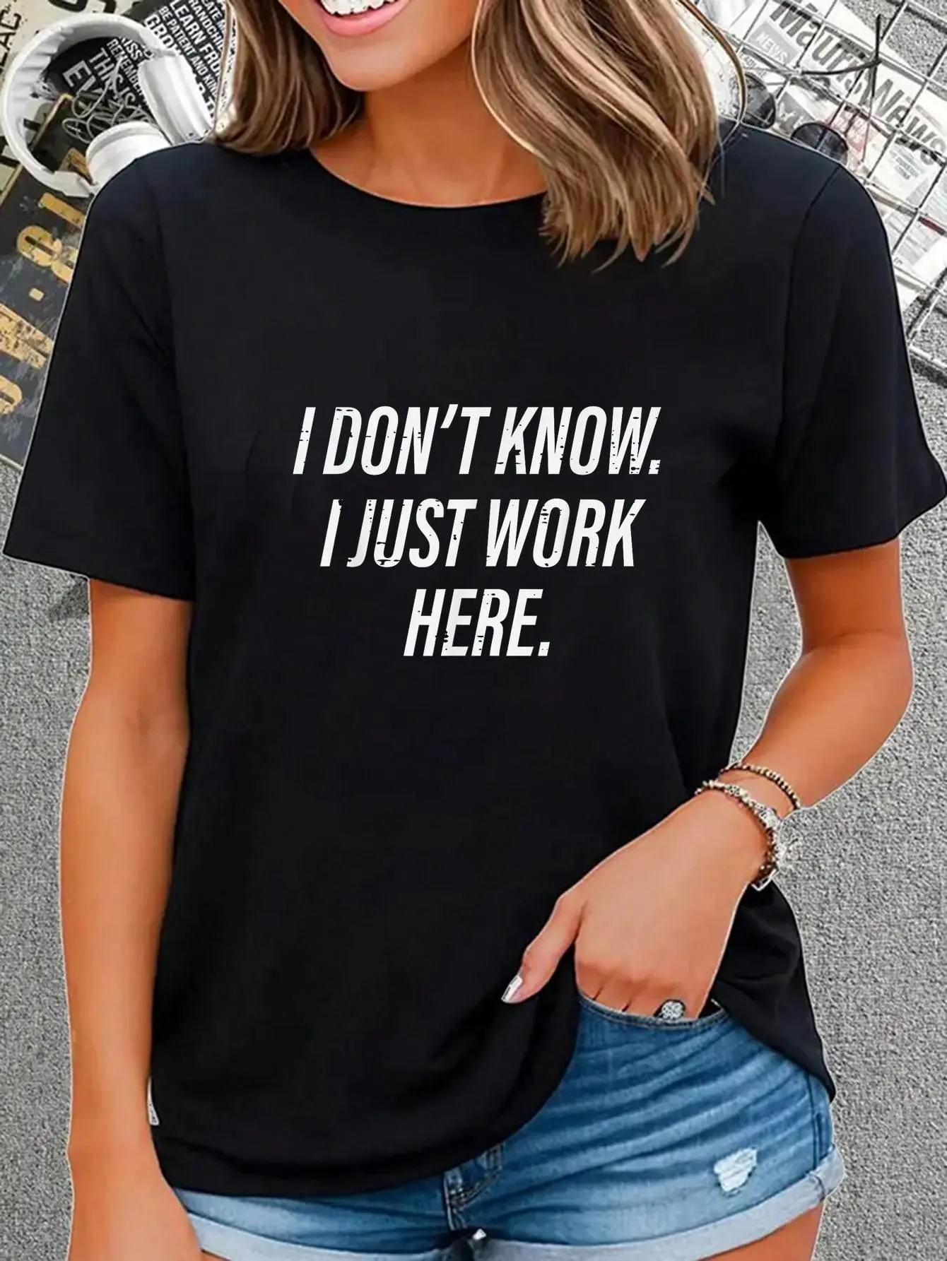 100% Cotton Dont Know I Just Work Here Funny Saying Sarcastic Men Women T-Shirt