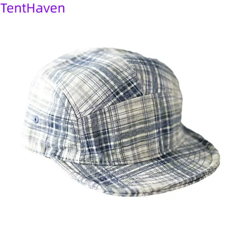Women's Korean-Style Checkered Cotton Flat-Brim Duckbill Hats - Soft Top, Casual Sporty Chic Look, Flat Brim Hats, Checkered Print, Fashion, Plaid Sports & Outdoor Hats
