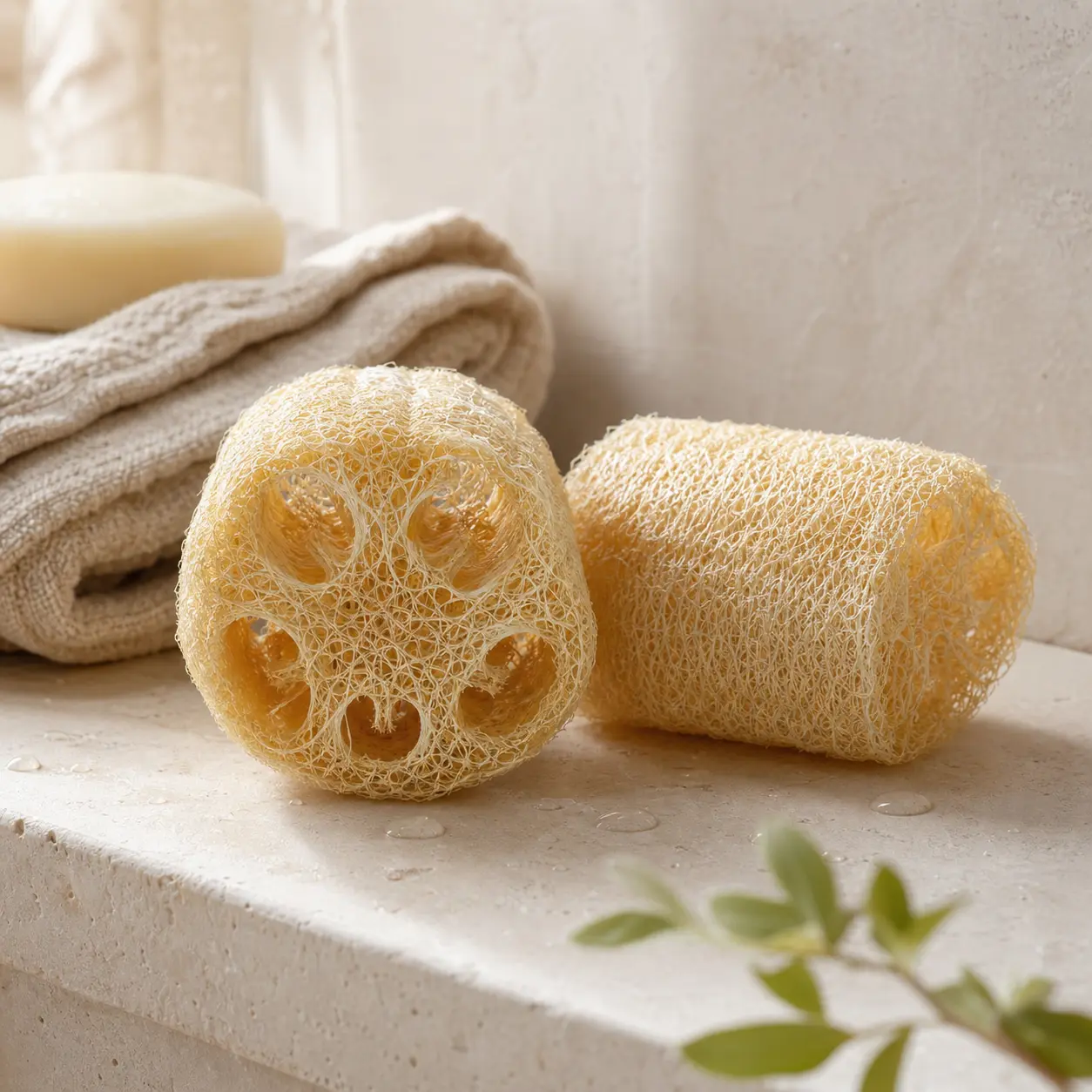 Natural Loofah Sponge 3-Pack  - Exfoliates & Foams Like Crazy, 10x Better Than Shower Puffs!