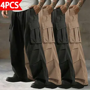 Men’s cargo pants, 4-pack — breathable, wear-resistant fabric suitable for outdoor work, mountaineering/hiking, and everyday casual streetwear; comfortable and durable, practical year-round.