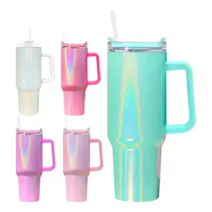 40 Oz Hot Selling Glitter Tumbler With Handle And Straw Travel Mug Stainless Steel