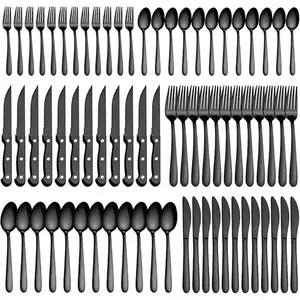 72-Pieces Silverware Sets for 12, Flatware Set with Steak Knives, Stainless Steel Cutlery Set, Include Forks Spoons and Knives Utensil Sets Tableware Kitchenware Matte