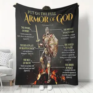 1PC Christian Blanket with Scripture Print, Soft Flannel Material, All-Season Lightweight Machine Washable, Perfect for Bed Sofa Office Travel Camping, Great Gift for Bible Study Faith Home