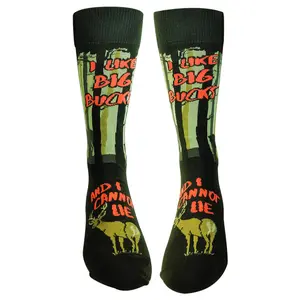 Mens I Like Big Bucks and I Cannot Lie Funny Hunting Gift Deer Hunter Socks Funny Graphic Socks Comfortable Fitted Spandex Cotton
