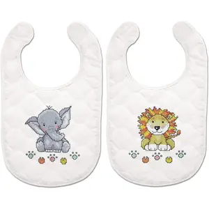 Stamped Cross Stitch Baby Bib Kit, in The Jungle