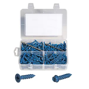 Concrete Screws 1/4" 3/16" 230PCS Concrete Drill Bit Set, Flat Phillips & Hex Head Screws Masonry Screws for Concrete Brick, Masonry Drill Bit Set Self Tapping Concrete Screws Concretes Screw Anchor