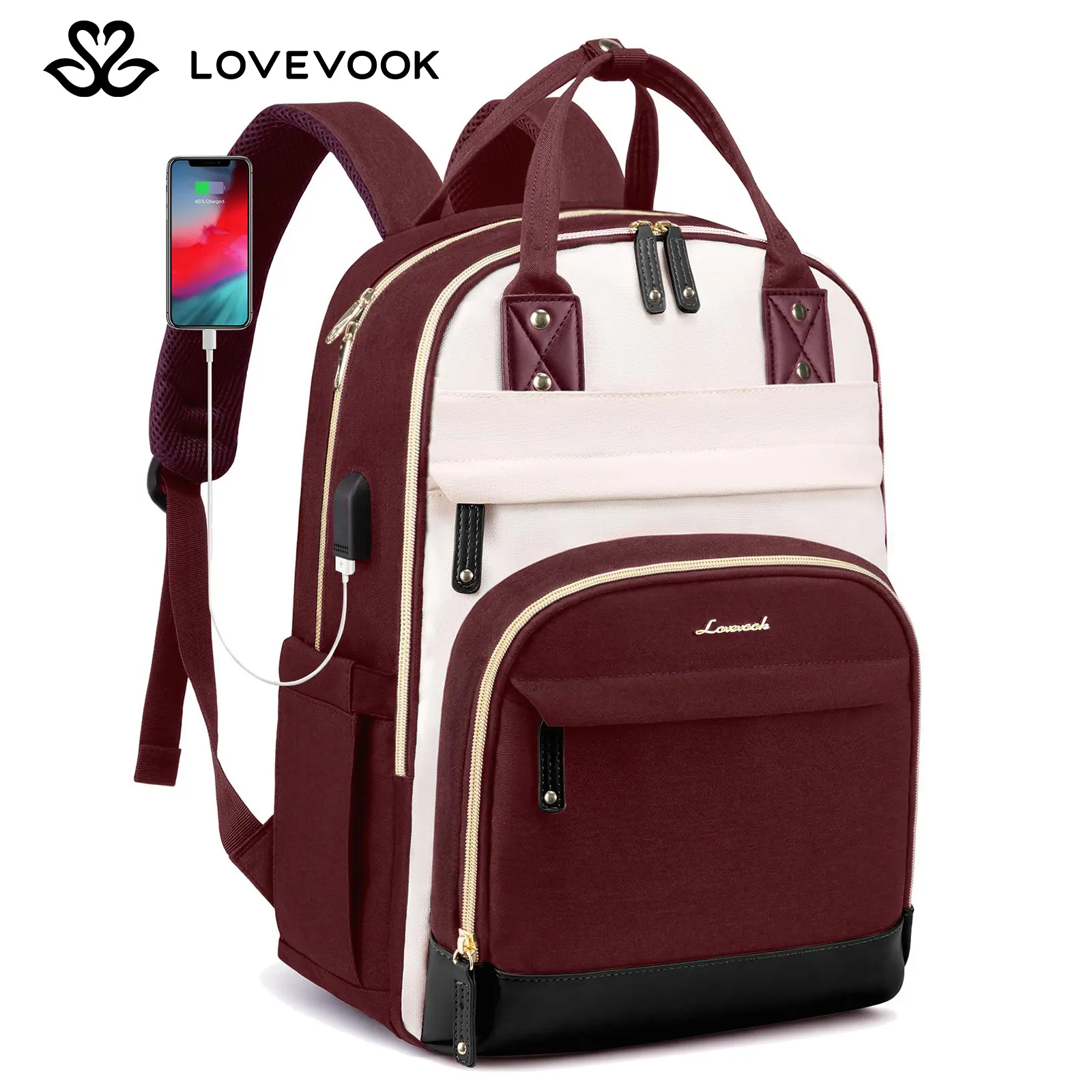 Beige-wine red-black