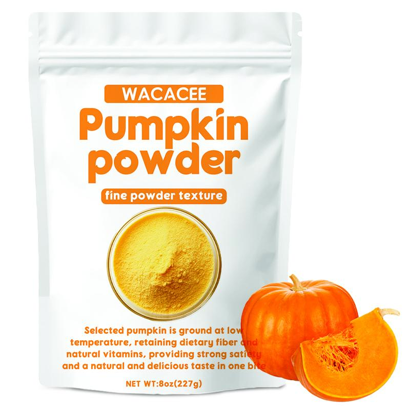 WACACEE Natural Pumpkin Pure Powder - Low-Temperature Dehydrated, Fresh Ripe Source, Fine Texture, Sweet Flavor, No Additives, No Preservatives, Easy to Brew, 8oz (227g), 24-Month Shelf Life, Baking Flour for Baking & Dietary Supplement Use, 24 Months