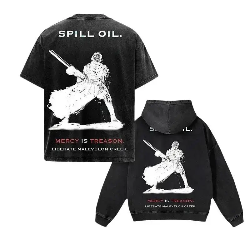Helldivers 2 - Spill Oil Oversize Unisex Washed T-Shirt & Hoodie, Double Printed Streetwear Game Merch Gift For Fan