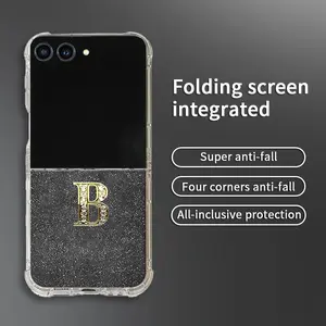 Suitable for [Galaxy Z Flip5] New high-end flashing letters environmentally friendly silicone folding mobile phone case New business simple electroplating silicone mobile phone case Affordable anti-fall and anti-fingerprint 995