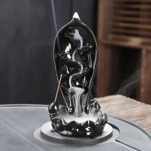 1pc,Lotus Ceramic Incense Stick Holder Backflow Incense Burner Home Decoration (Without Incense)