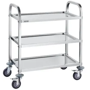 VEVORStainless Steel Cart, 3 LayersLab Utility Cart400 lbs Weight Capacity, Medical Cartwith Lockable Universal Wheels, for Lab, Clinic, Kitchen, SalonVEVOR Super Brand Day