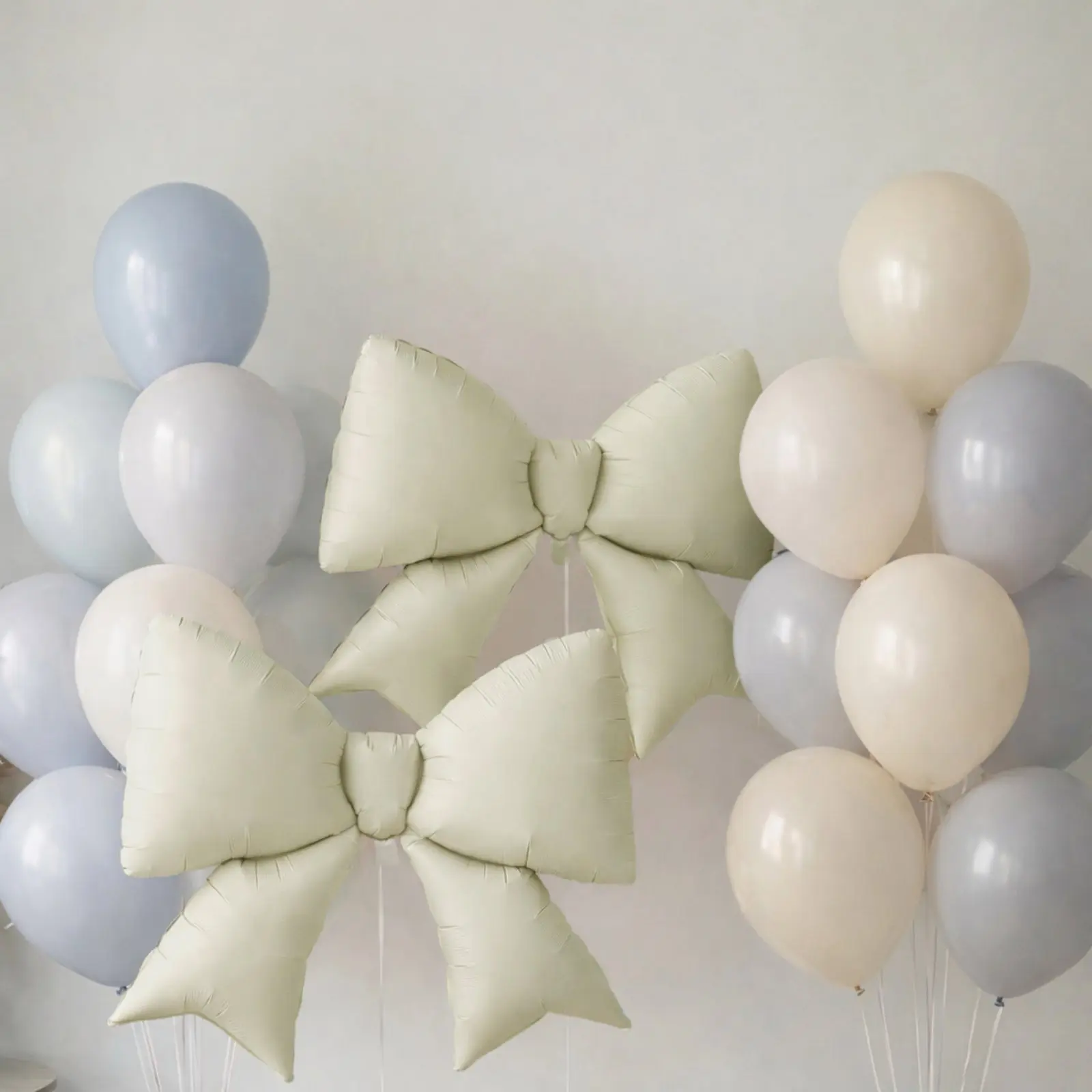 10 Pack Giant Foil Bow Balloons – Matte White Party Balloons for Backdrop, Photo Booth & Event Styling, 29″ x 27″ Inflated