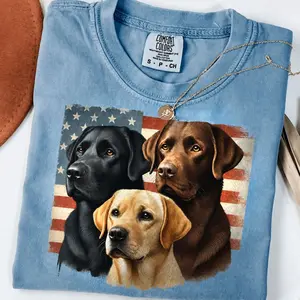 Patriotic Labrador Hunting Club Shirt – American Flag Dog Lover Comfort Colors Tee, Black Lab Chocolate Lab Yellow Lab USA Hunting Gift CCB
