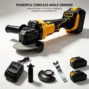 Cordless Angle Grinder, Rechargeable Wireless Grinding Machine, High Power Cutting Polishing Tool, Lightweight Portable, For Metal Cutting Rust Removal Grinding & Polishing