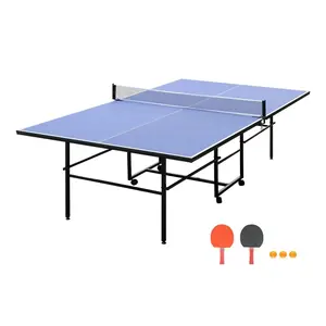 Garvee 9FT Portable Foldable Ping Pong Table with Net and Wheels, Professional Indoor/Outdoor Table Tennis Table Featuring Single Player Playback Mode and 10-Minute Quick Assembly