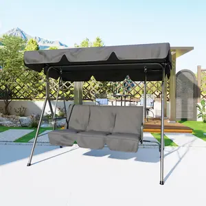 Heavy-Duty 3-Person Porch Swing with Adjustable Sun Canopy, Breathable Seat & Back, Armrests, 600 lb Capacity – Perfect for Outdoor Relaxation