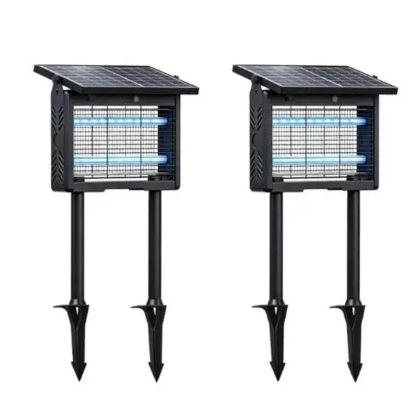 2 PACK | Solar Bug Zapper 2Pcs Outdoor waterproof mosquito killer fly trap    solar  mosquito  zapper   backyard protection  uv insect killer solar power bug zapper for backyard,garden,camping and patio use