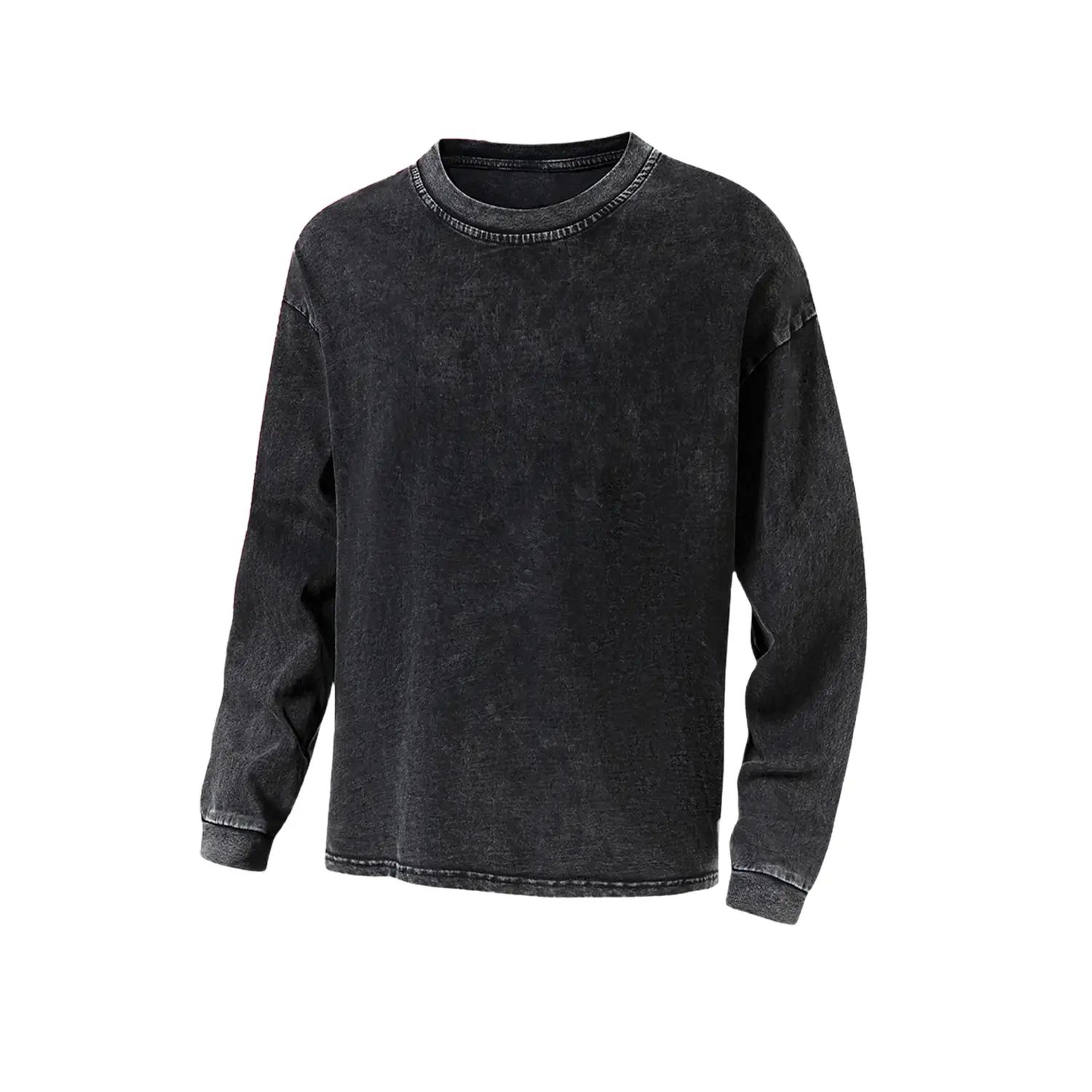 Men’s 1-pack/3-pack acid-wash distressed cotton long-sleeve sweatshirt/sweatshirt top, athletic sweatshirt, crew-neck long-sleeve T-shirt,back to school,back to school shopping