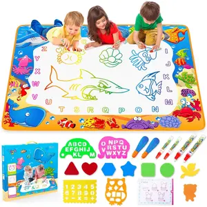 Water Doodle Mat - Kids Educational Painting Writing Doodle Drawing Mat Toy with Magic Pens, Perfect Gift for 3-7 Year Old Toddler Girls Boys
