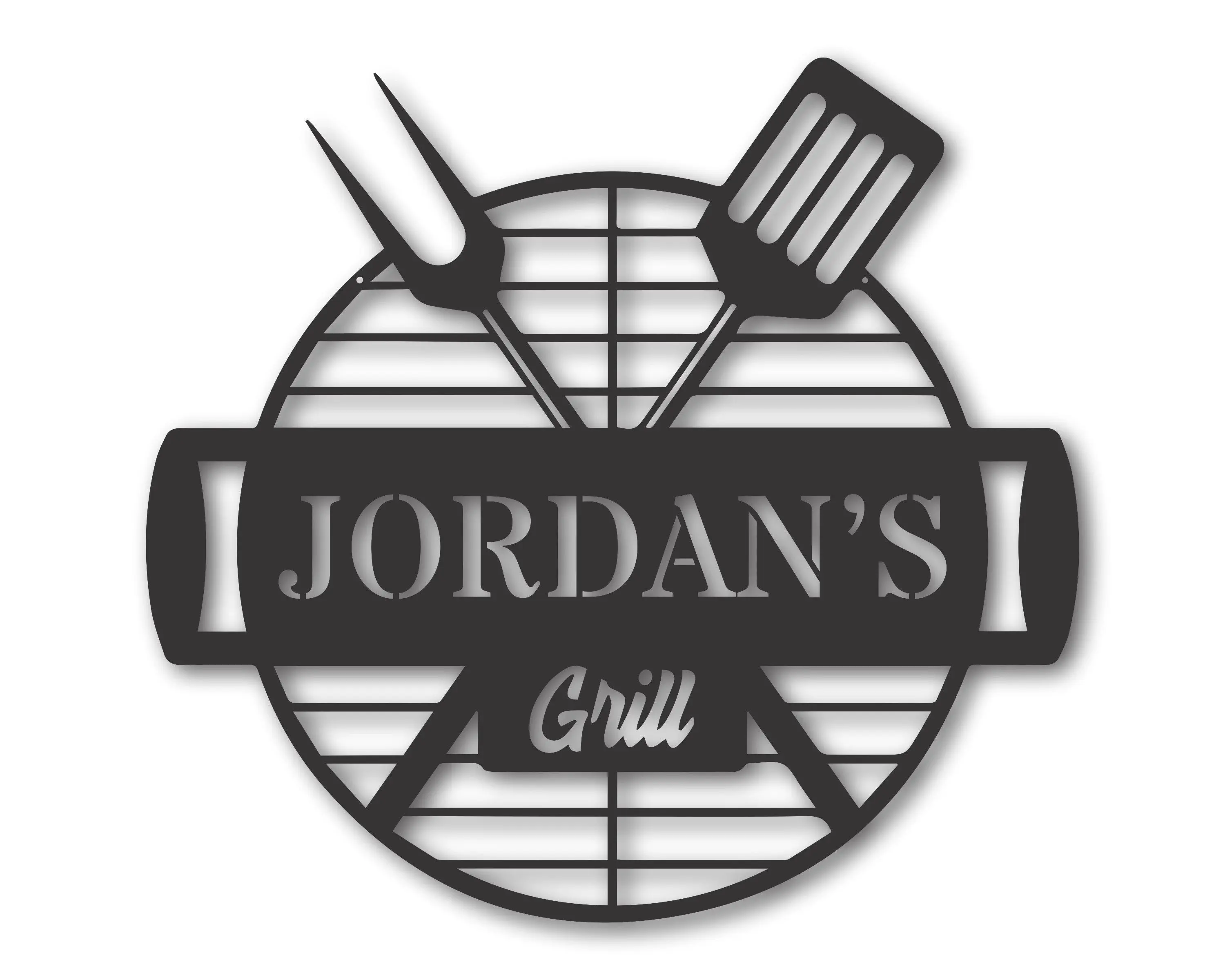 Custom Metal Backyard Grill Sign with Name - Decor Gift, 15 Color Options, 7 Sizes, Indoor Outdoor Home Signs, Outdoors Use Plaque