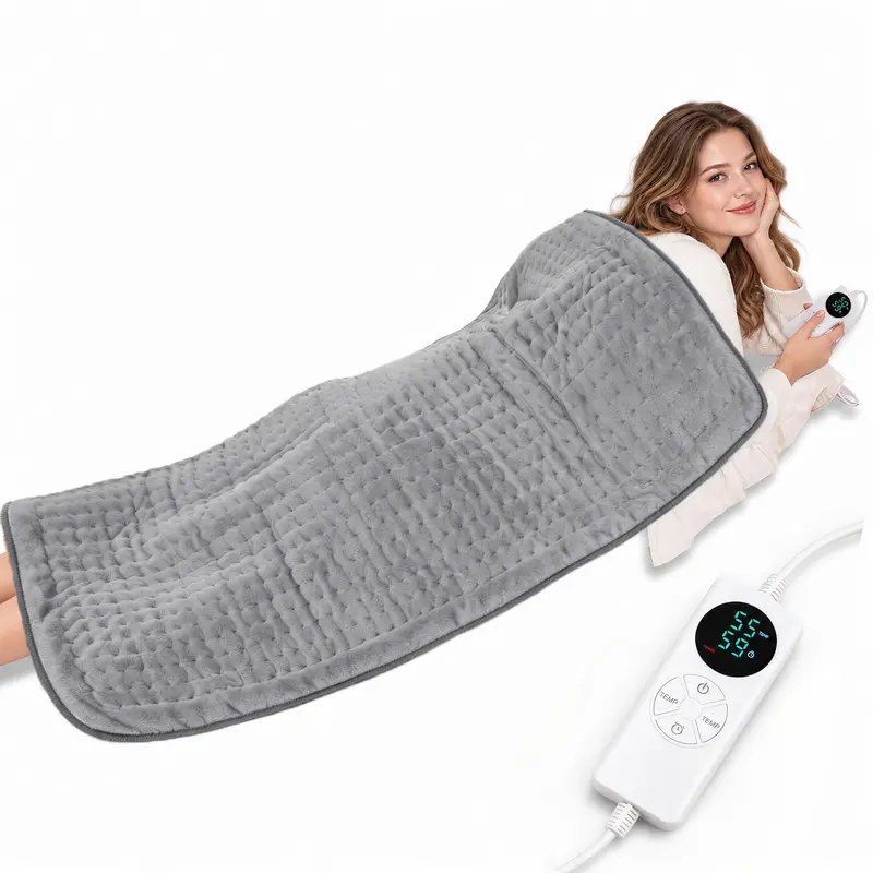 KINGTE Extra Large Flannel Electric Heating Pad for Back/Neck Pain Relief, Cramps, 20"x40"/24"x48" Bedroom Full Body Coverage, Fast Heating, Auto Shut-Off, Dry/Moist Heat, Self Care Gadget, Gifts for Women
