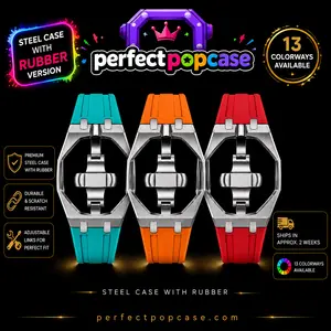 LIFE TIME WARRANTY PERFECT FIT Case/Band for AP X Swatch Royal Pop Swiss Luxury 316L STAINLESS STEEL and Rubber