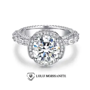 【#X03】（Rose Garden）Synthetic Moissanite Promise Jewelry Ring D Color VVS1 Clarity 1/3 CT in 925 Sterling Silver for Wedding