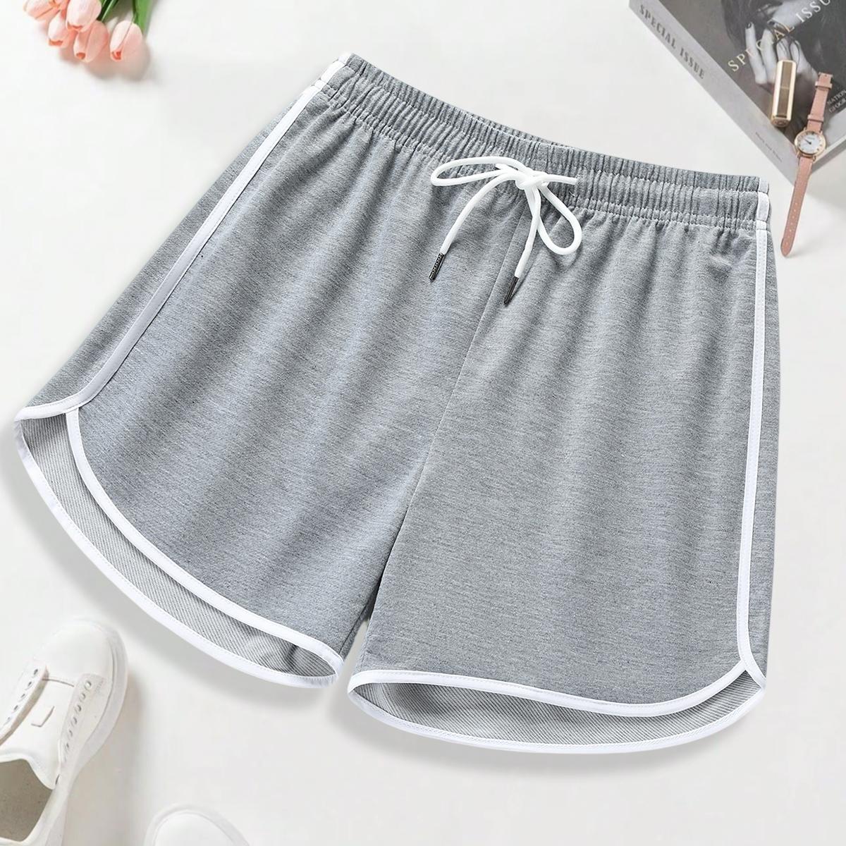 4-pack women’s summer athletic shorts, solid basic style that pairs well, soft sleep shorts for home wear, with pockets and a drawstring waist, running and yoga shorts